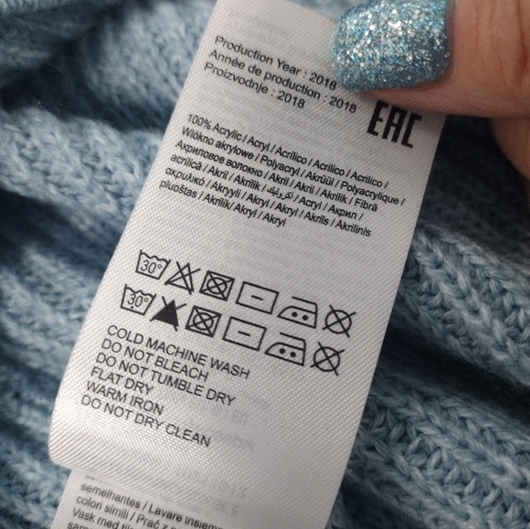 Vero Moda tida wrap back blue tone long sleeve sweater size L - Picture 6 of 10